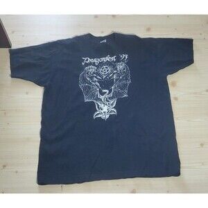 Vintage Dragonfest 1993 Graphic Short Sleeve T Shirt Black Size 2XL